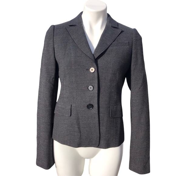 Ann Taylor grey wool blend button closure lined tailored fit blazer size 4 - Picture 1 of 9